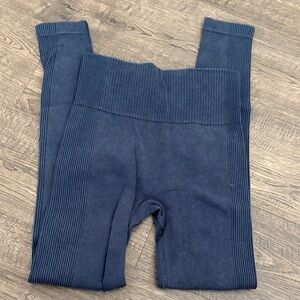 SPANX Navy Blue Ribbed Leggings